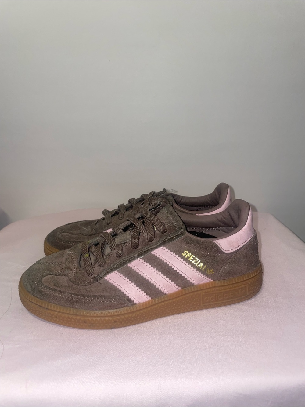 adidas Kids Spezial Suede Sneaker - Brown with Pink Stripes